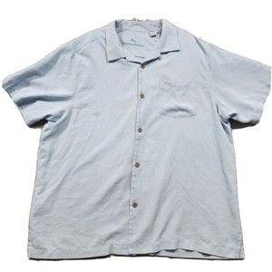 Tommy Bahama Mens Shirt XL Blue Short Sleeve Front Pocket